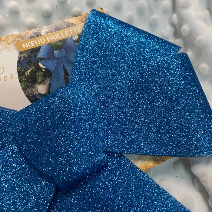 Nœud pailleté bleu turquoise – déco de Noël brillante 💙 - photo numéro 2