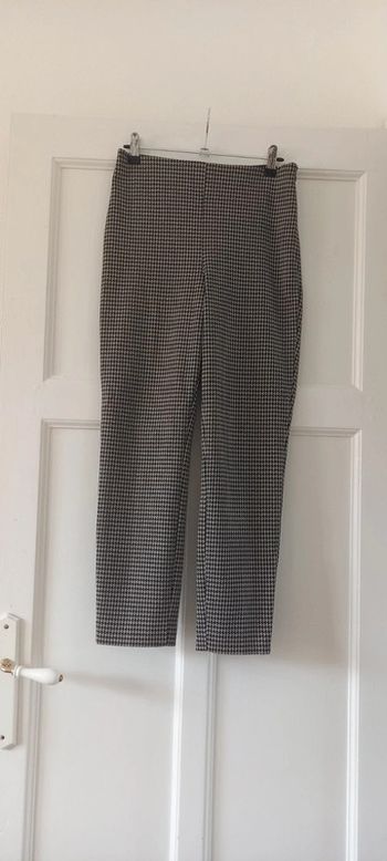 Pantalon droit motif pieds de poule noir et blanc H&M 38