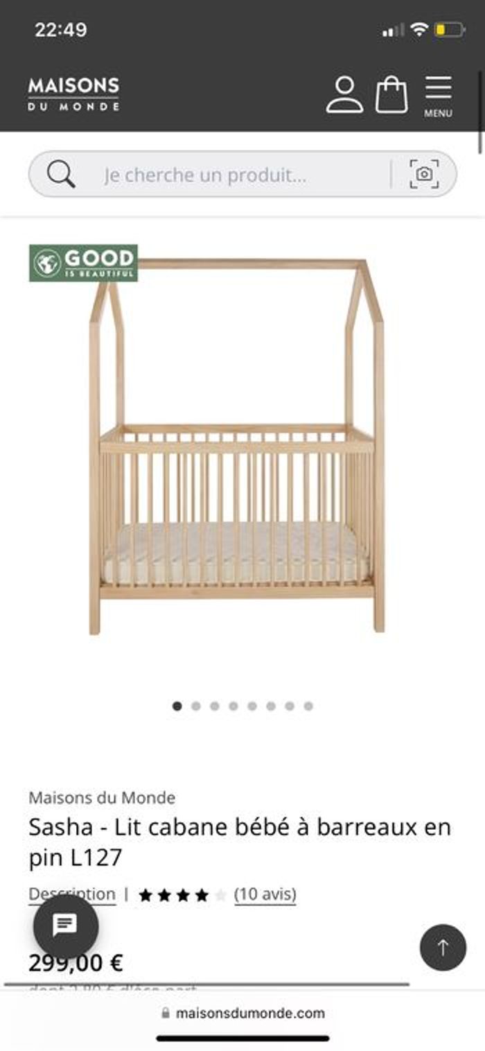 Lit bébé neuf maison du monde cabane  barreau évolutif - photo numéro 7