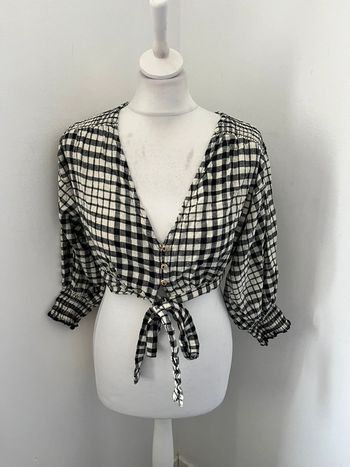 Blouse courte nouée vichy Zara XS