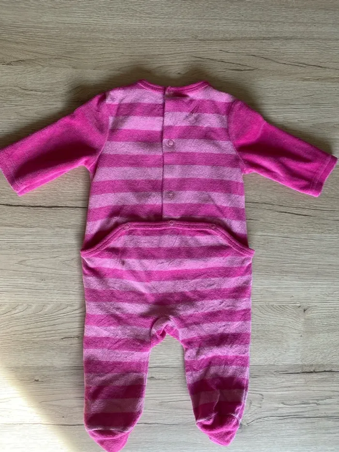 Pyjama hiver rayé rose velours bébé fille 3 mois bébé rêve - photo numéro 4