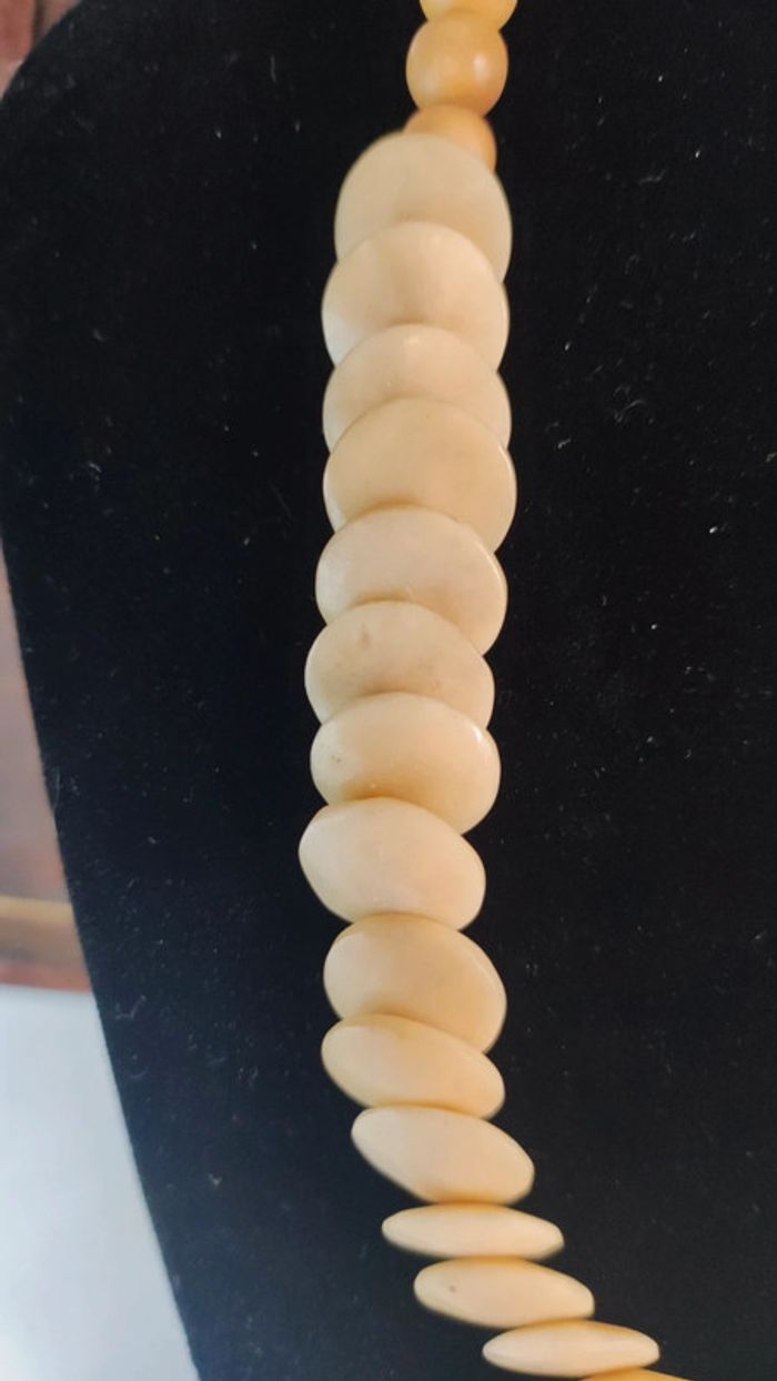 Collier crème beige vintage pastilles - photo numéro 2