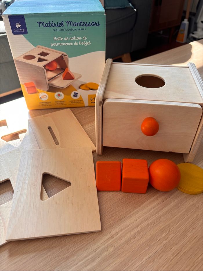Jeu de notion de la permanence de l’objet - jeu éducatif Montessori bébé - en bois - photo numéro 2