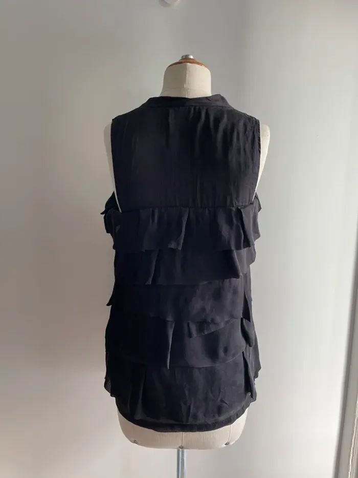 Haut noir en soie à volants Vero Moda T.36 - photo numéro 4