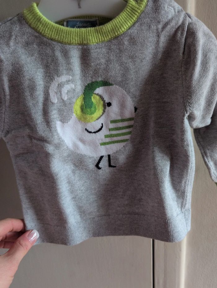 Pull bébé garçon intarsia oiseau - gris chine clair jacadi - photo numéro 4