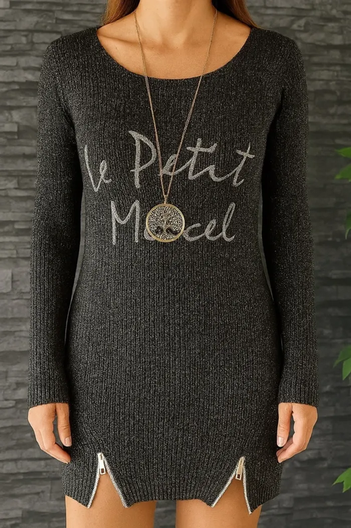 🩶🎀Sublime Robe pull  “Le Petit Marcel” Longue manche fille – Look cosy chic🎀🩶
