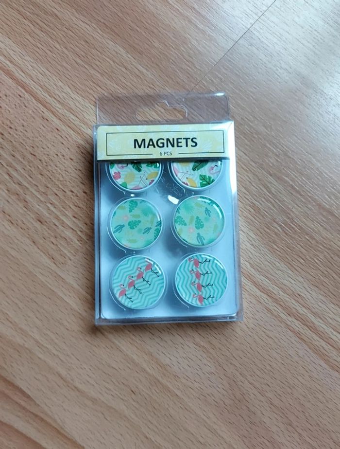 Lot de 6 magnets aimants tropical flamand rose