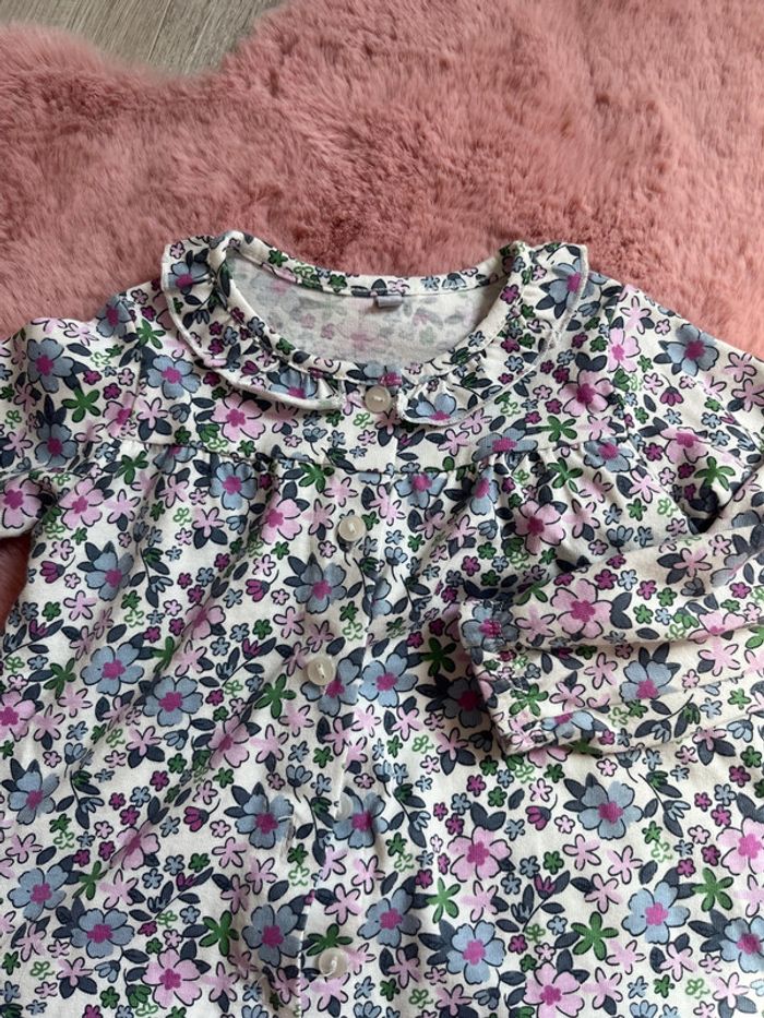 Teeshirt fleuris manche longue bébé fille 12mois - photo numéro 2