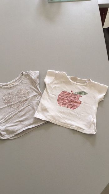 Tee shirts lot de 2 avec strass 2 ans
