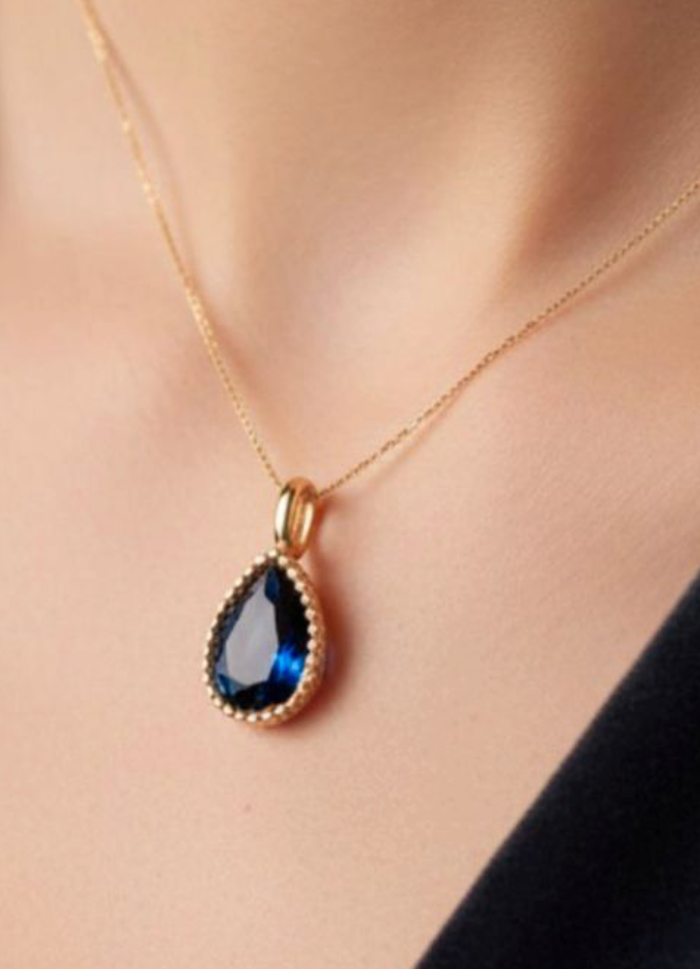 Pendentif Secret Poire Bleu Or 18 carats - photo numéro 2