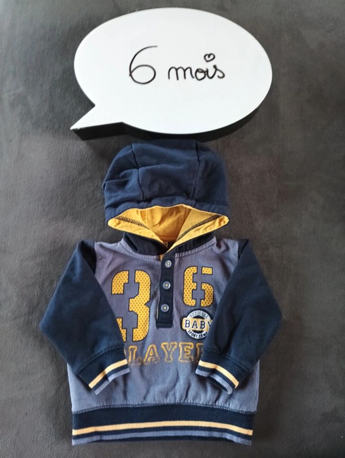 Sweat léger à capuche Garçon 6 mois Player