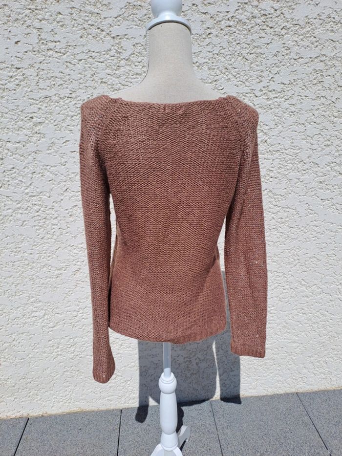 Pull en maille avec sequins marron camel Tissaia t. L - photo numéro 3