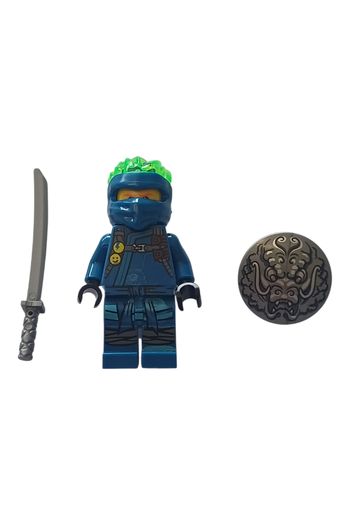 Figurine Style LEGO Ninjago (Jay Legacy) avec tête vert fluo translucide