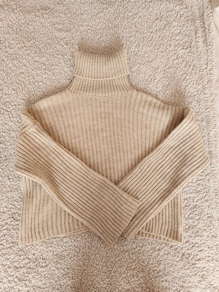 Pull court col roulé beige/crème TU 36/40 - photo numéro 3