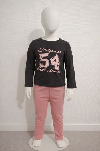 Ensemble fille – Haut manches longues + legging rose – 2/3 ans – TBE