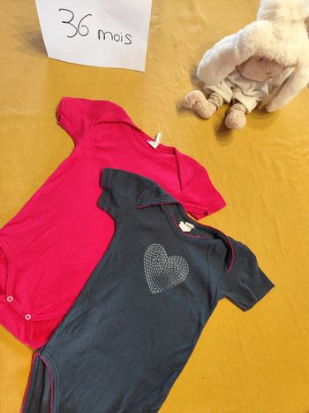 Lot de 2 bodies manches courtes 36 mois
