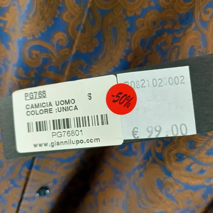 Chemise manches longues à motifs bleu et marron - baroque, cachemire - Taille S - A026 - photo numéro 4