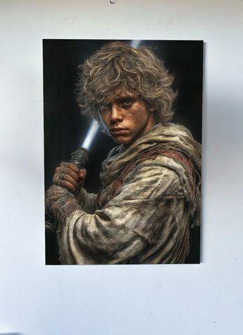 Poster métallique 30cm x 42cm Starwars  Luke Skywalker Porte + aimant mural fourni.