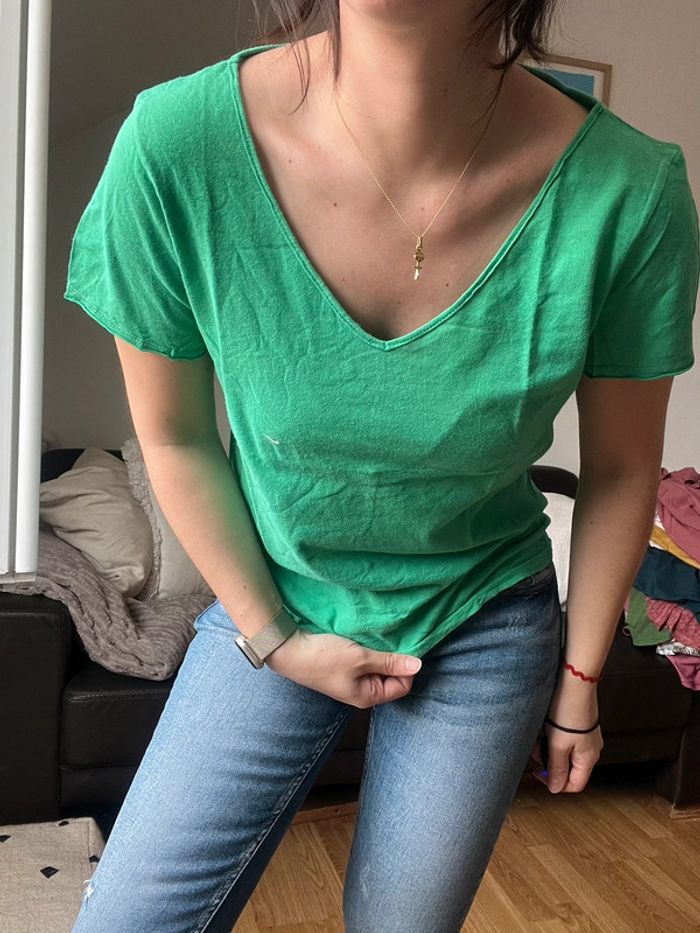 Tee shirt vert - American Vintage - S - photo numéro 2