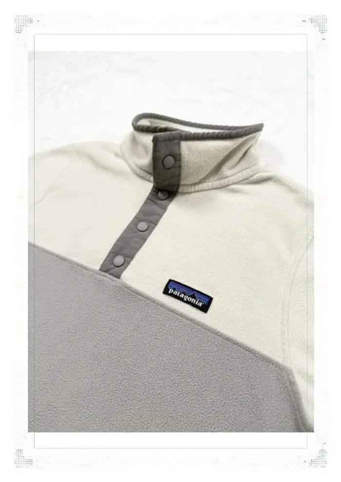 Patagonia polaire half zip grise et blanche femme taille S polyester recyclé - photo numéro 4