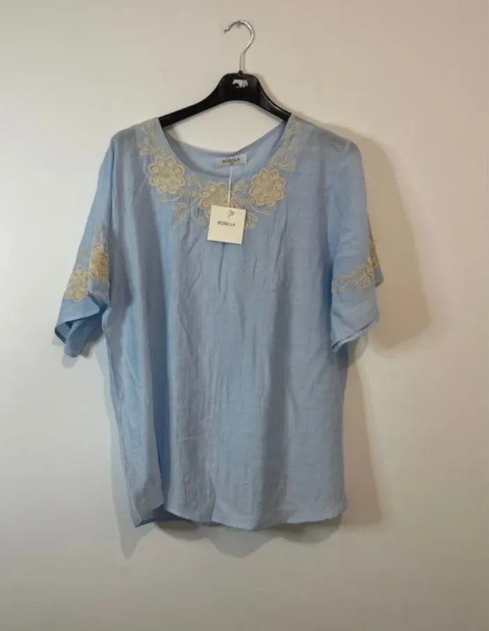 Tunique Femme Bleu – Broderie Élégante – Taille jusqu’au 46