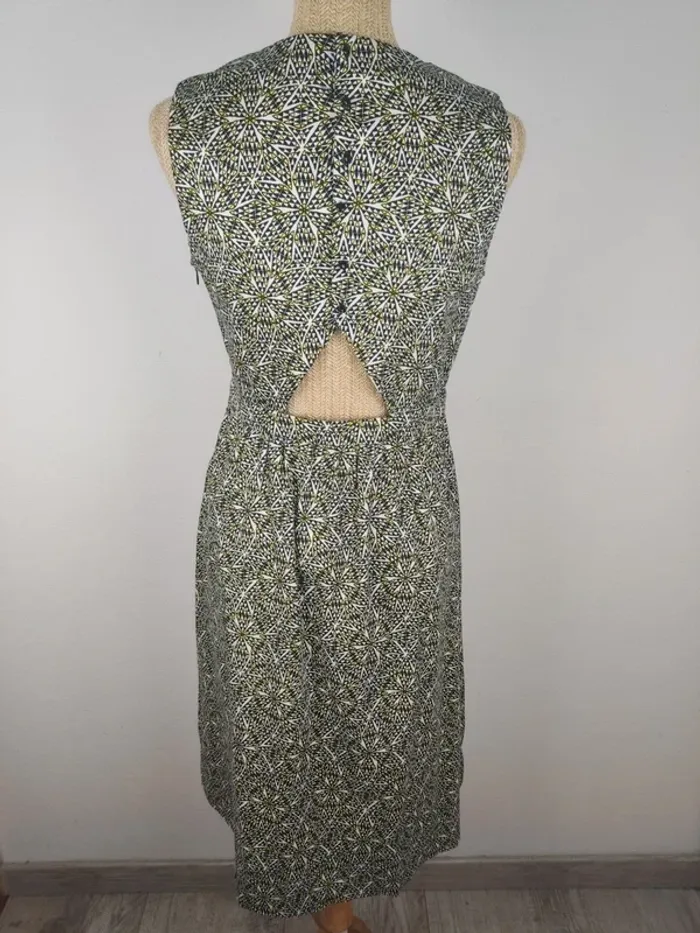 Robe mi-longue dos graphique boutonné noir jaune blanc taille 38 La Redoute neuve - photo numéro 2