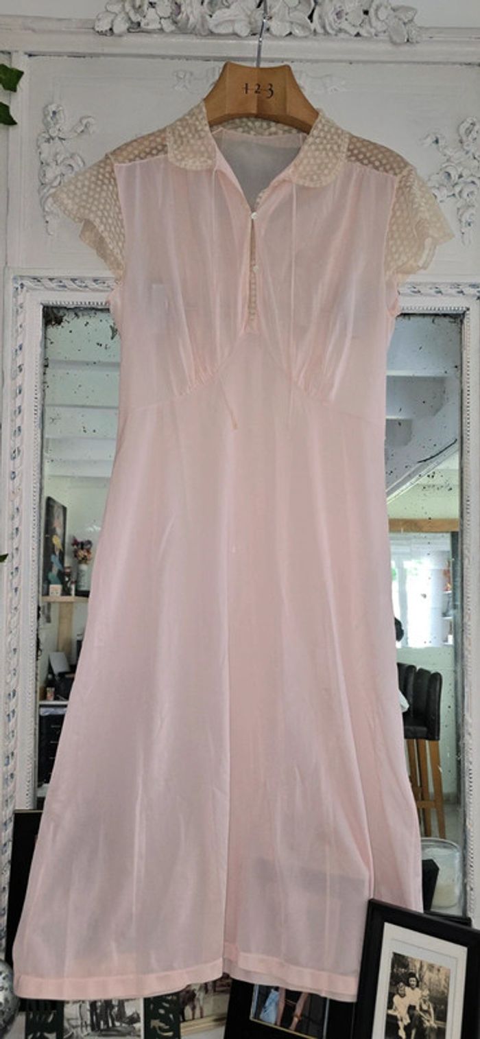 Charmante Tunique Vintage Dentelle & Rose Poudré
