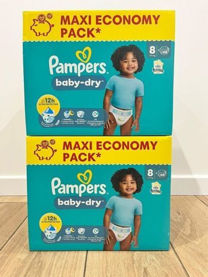 Lot 2 Packs - 136 Couches Pampers Baby-Dry T8