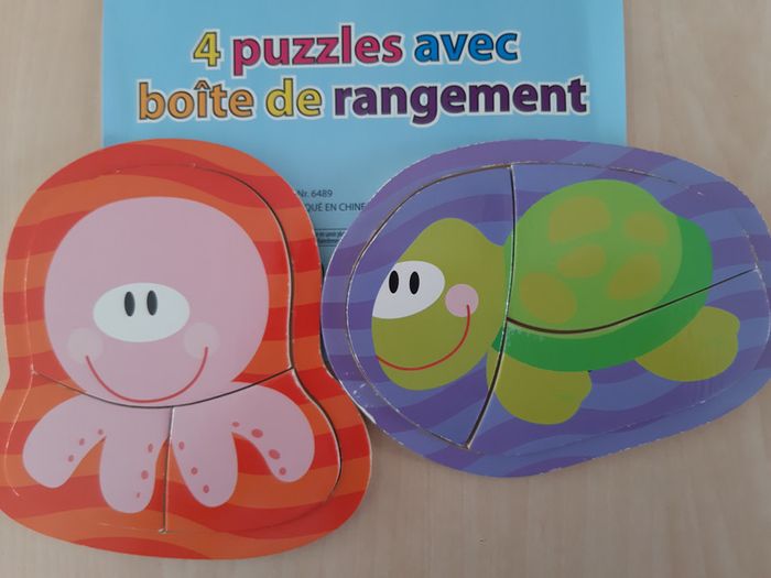 4 puzzles en bois avec boîte de rangement - photo numéro 4