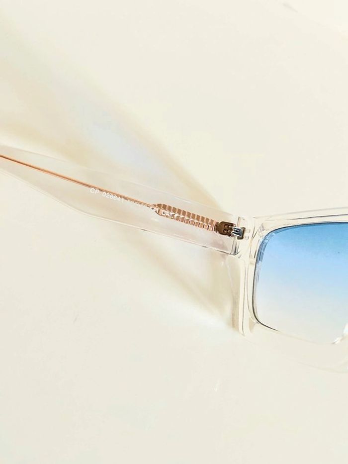 Lunette de soleil mixte transparente verres bleus dégradés UV protection catégorie 1 - photo numéro 5