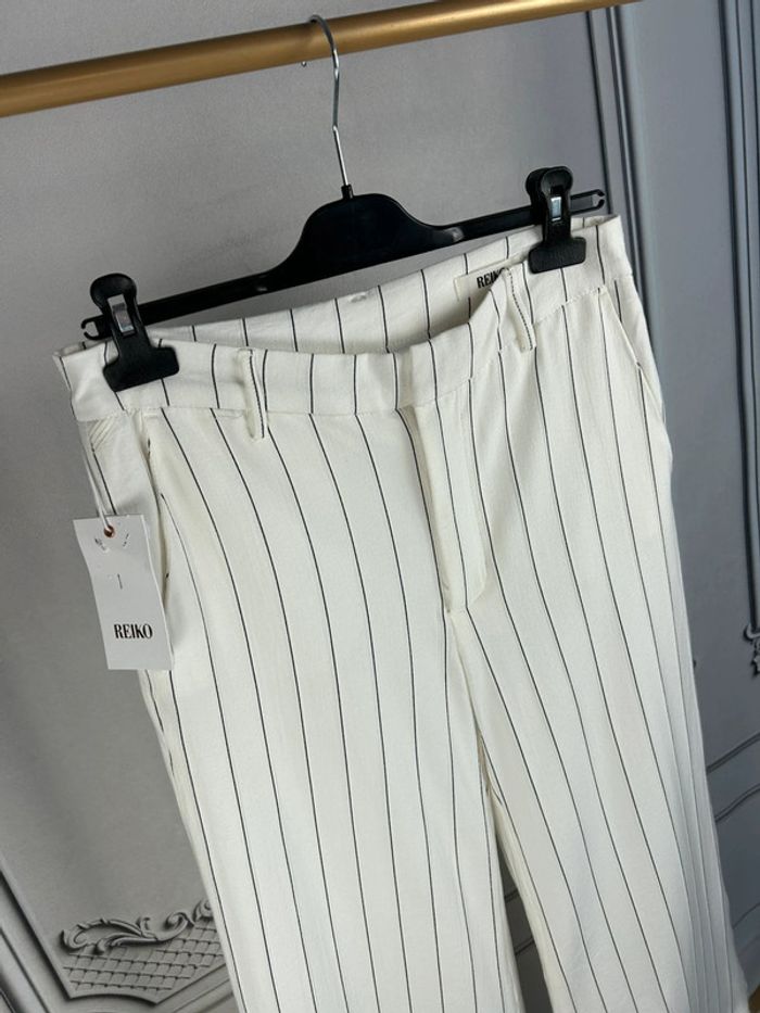 Pantalon large Reiko blanc / marine W29 neuf - photo numéro 2