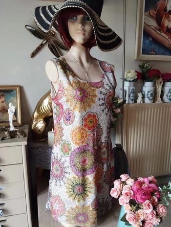 🪩Robe Rétro Fleurs & Arabesques Fil Doré T36/38🪩