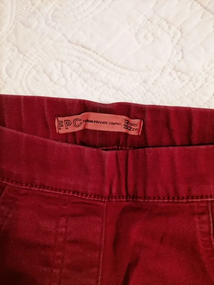 Jeggings pantalon slim bordeaux - FPC - 11 ans - photo numéro 3