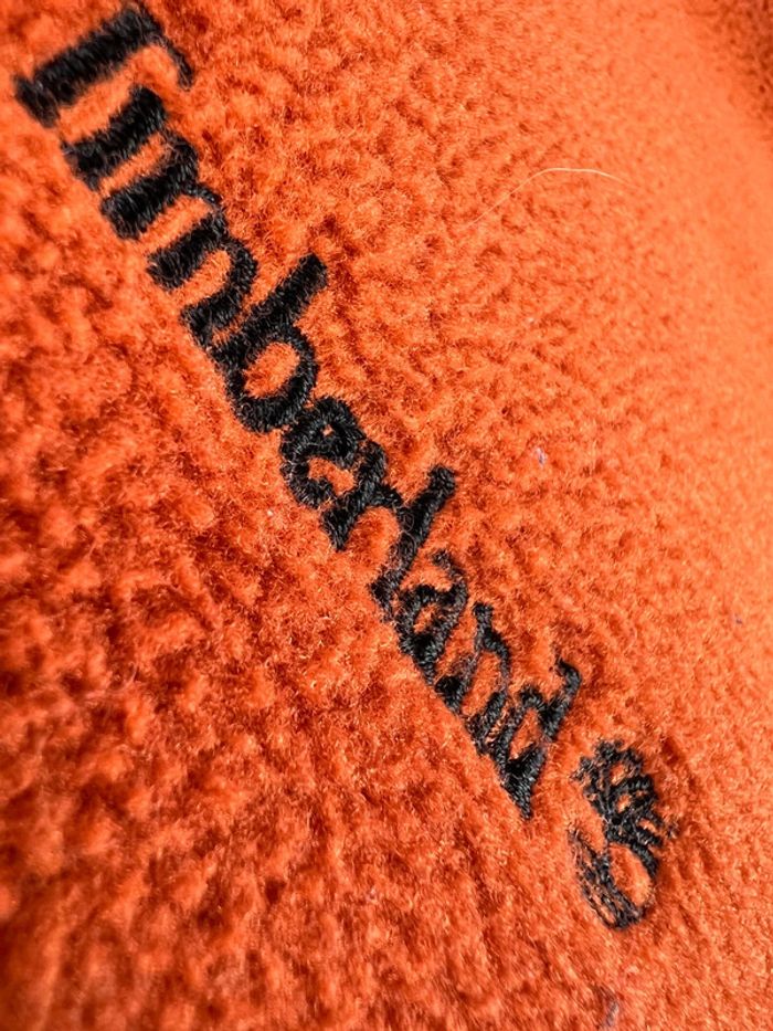 Pull polaire Timberland orange avec logo brodé – Taille XS (taille grand) - photo numéro 9