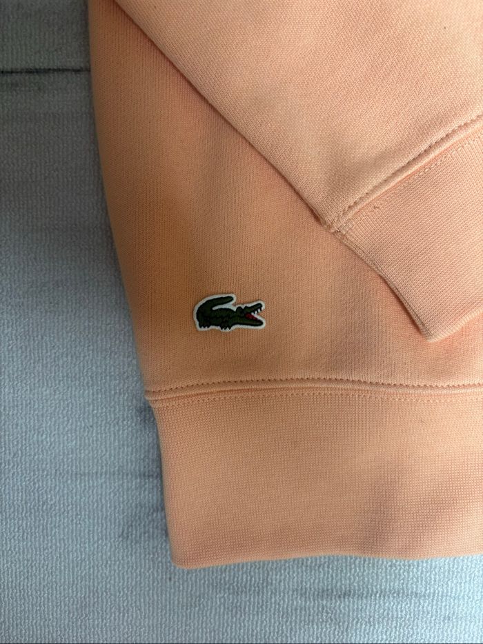 Sweat à capuche Lacoste saumon logo brodé blanc taille S neuf avec étiquette - photo numéro 7