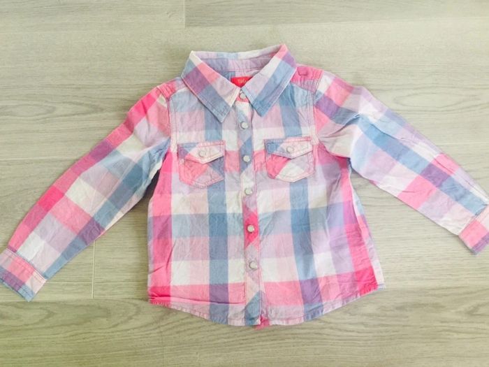 Chemise à carreaux fille 3 ans bûcheron rose - photo numéro 2