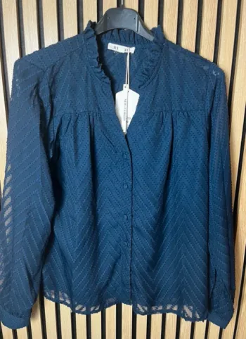 Chemise blouse en plumetis bleu marine taille S/m