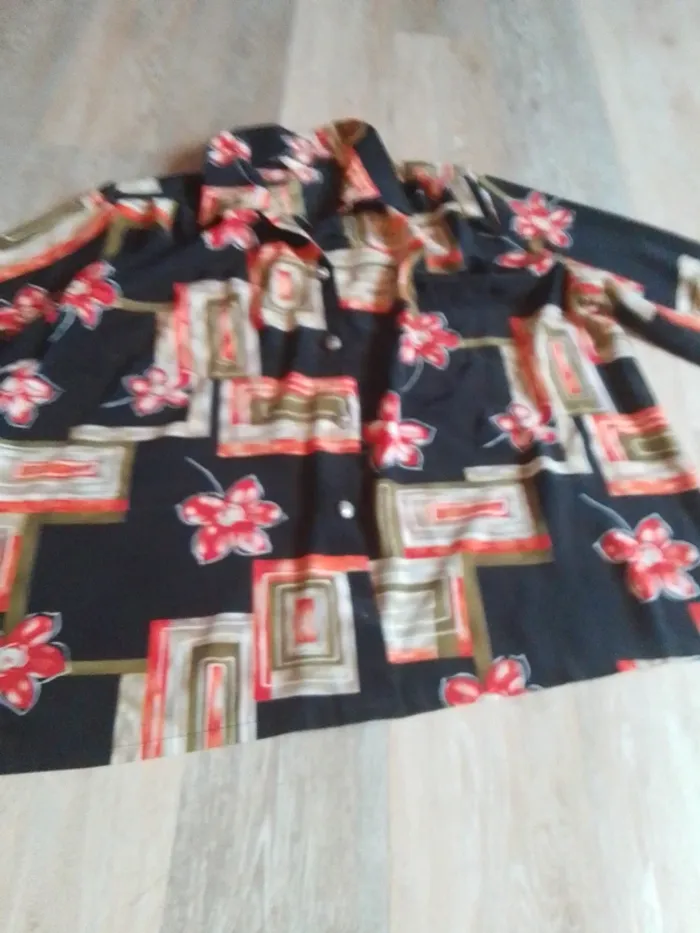 Chemise blouse femme fluide noir rouge - photo numéro 7