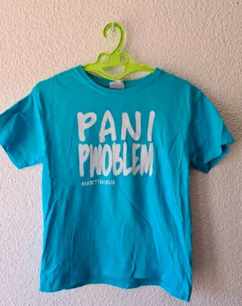 tee-shirt bleu turquoise pani pwoblem