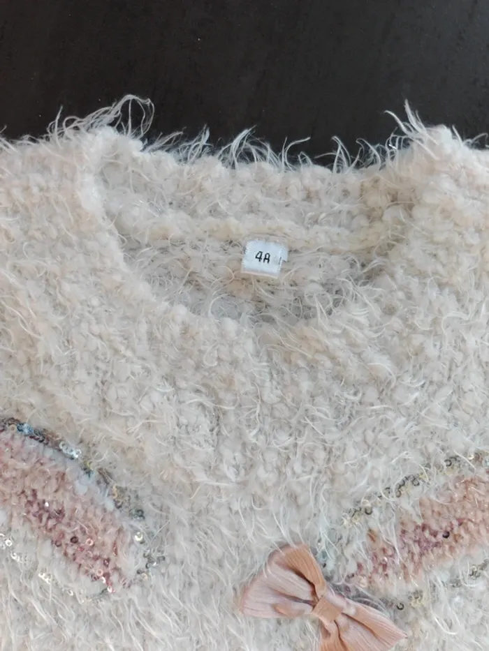 Pull blanc lapin 4 ans - photo numéro 3