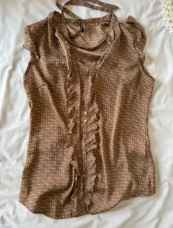 Chemisier effet, satine, marron stile Benetton taille s