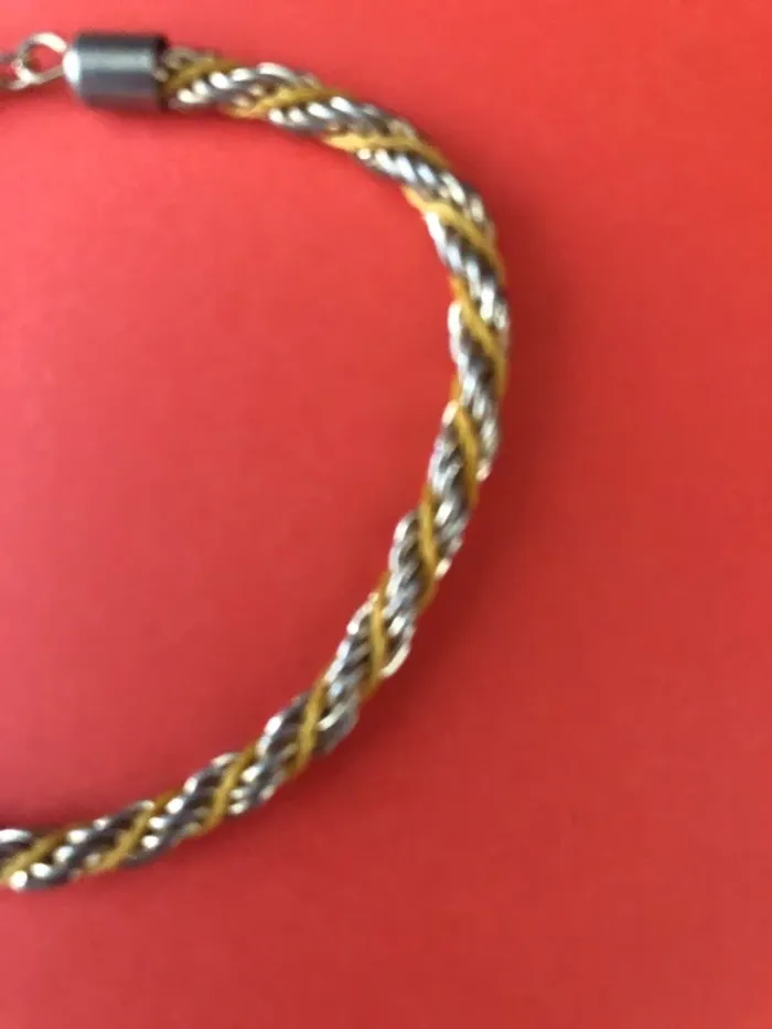 Bracelet plaqué 2 couleurs tressés 19 cm - photo numéro 3
