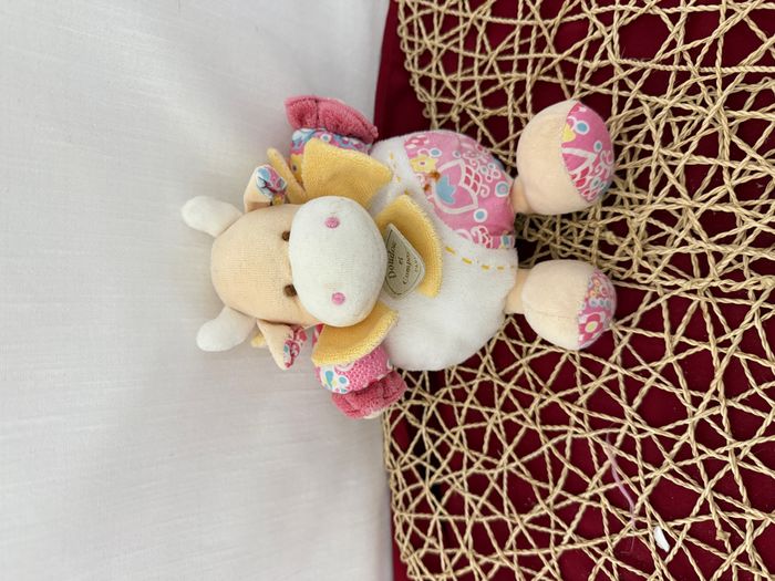 Doudou boule vache DOUDOU ET COMPAGNIE Les Z'amigolos Pistache fleurs rose - photo numéro 4