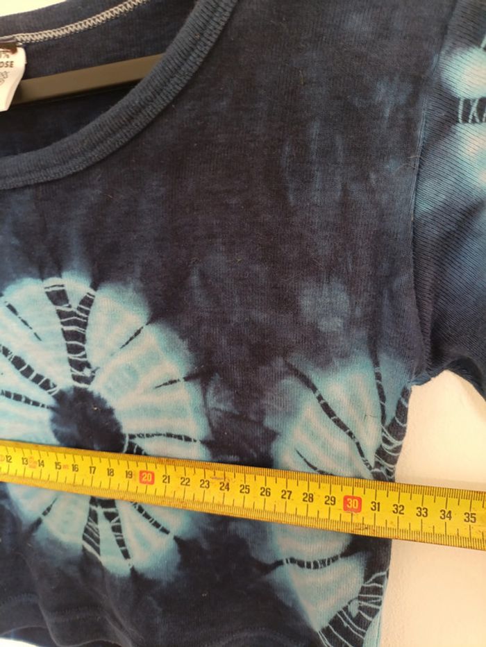 Crop top bleu tie & dye papillons vintage - photo numéro 4