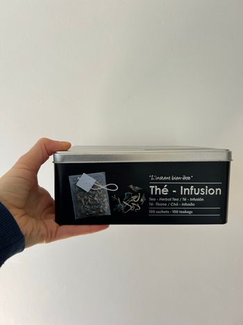 Boîte de thé tisane en métal avec compartiments