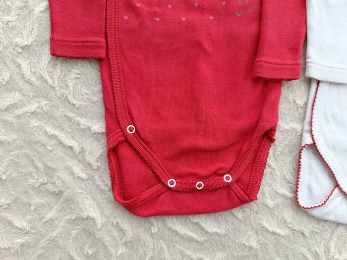 Lot de 2 bodies croisés manches longues Fille 3 mois Minnie Noël Absorba 100% coton - photo numéro 5