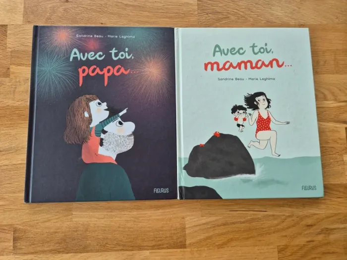 Lot de 2 livres Avec toi papa et avec toi maman Sandrine Beau