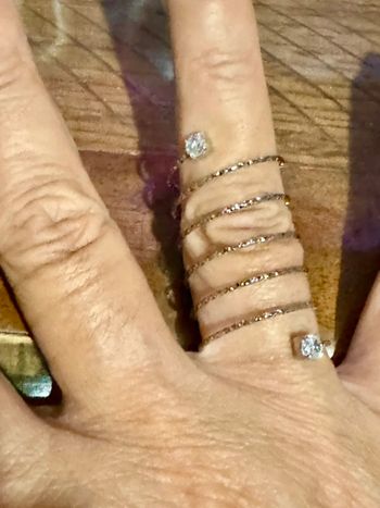 Bague phalanges acier inoxydable argent et cristaux