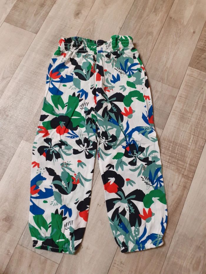 Pantalon sarouel fille blanc fleuri multicolore 3 ans - photo numéro 6
