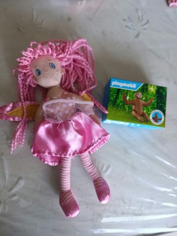 Poupée fée chiffon 27 cm + un animal playmobil offert